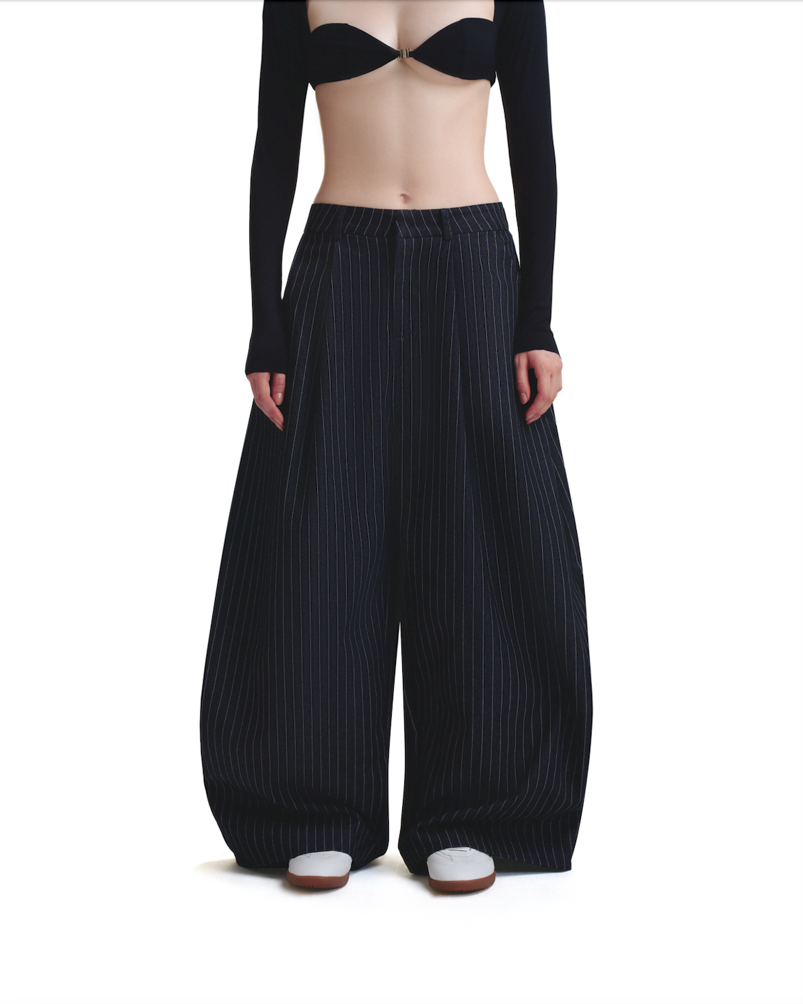 PP STRIPES PANTS - BLACK.