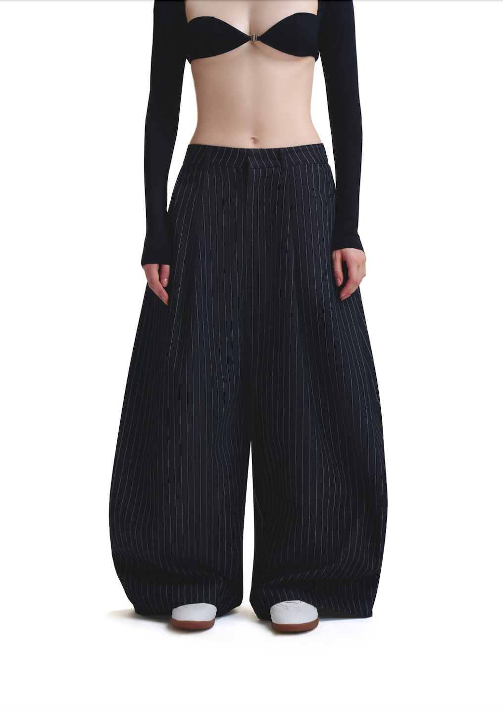 PP STRIPES PANTS - BLACK.