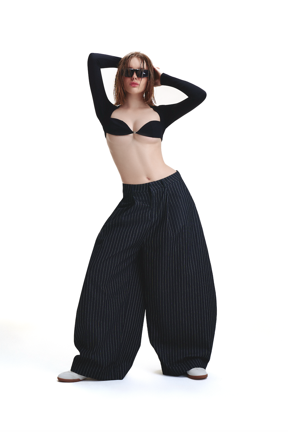 PP STRIPES PANTS - BLACK.