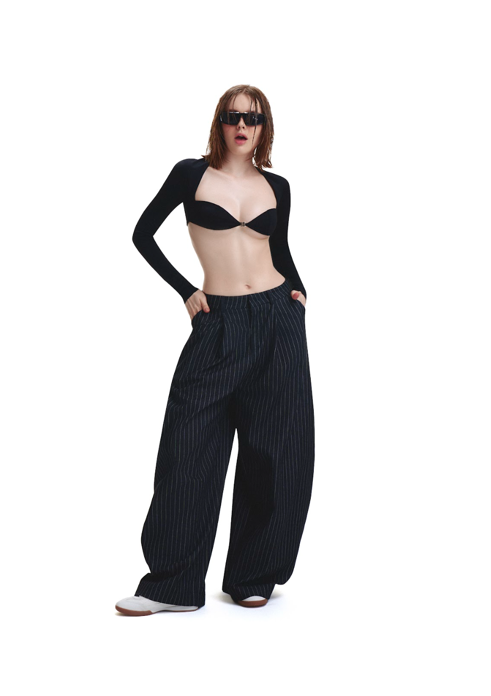 PP STRIPES PANTS - BLACK.
