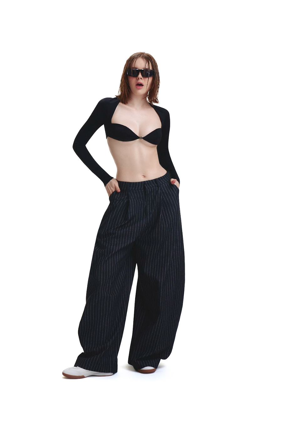 PP STRIPES PANTS - BLACK.