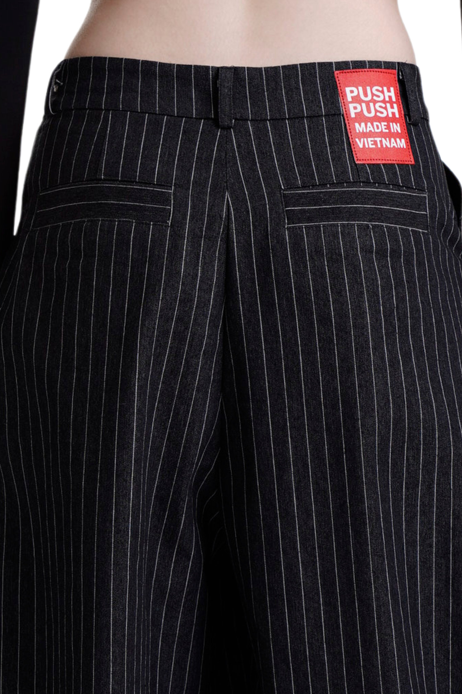 PP STRIPES PANTS - BLACK.