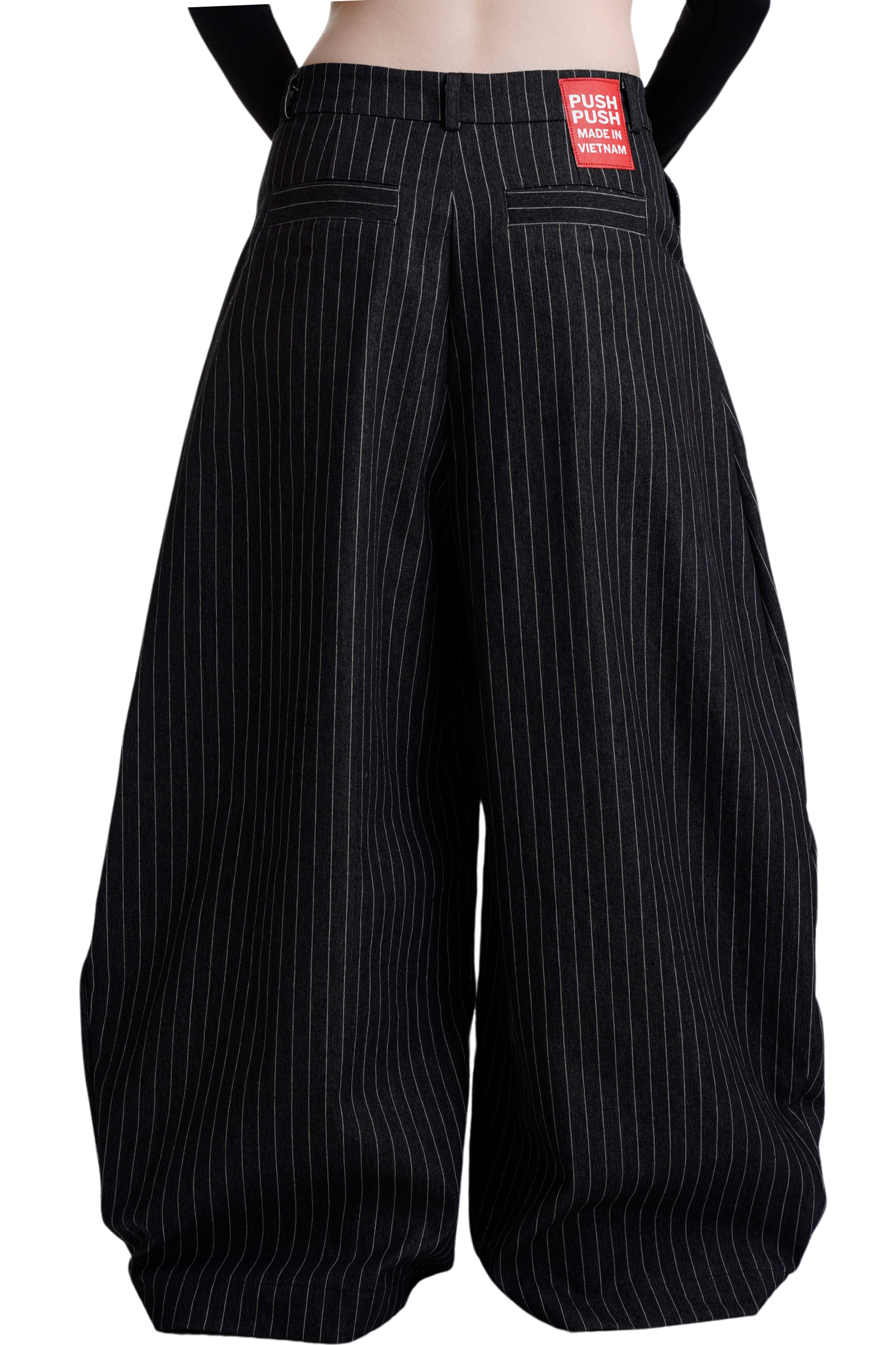 PP STRIPES PANTS - BLACK.