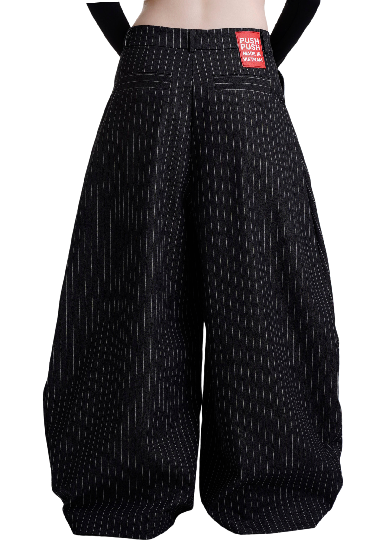 PP STRIPES PANTS - BLACK.