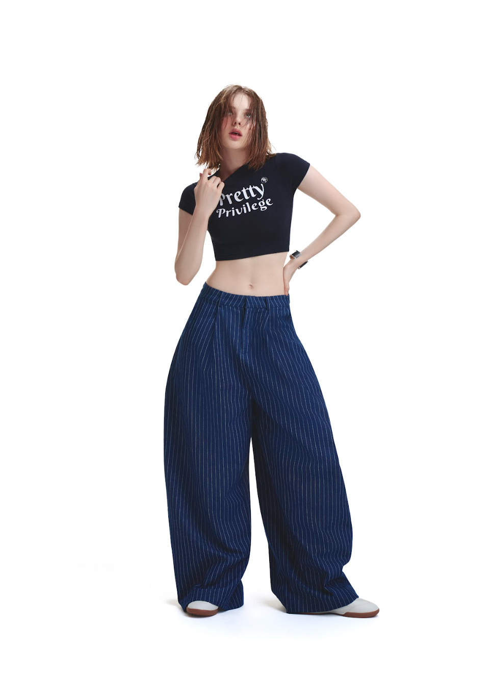 PP STRIPES PANTS - NAVY.
