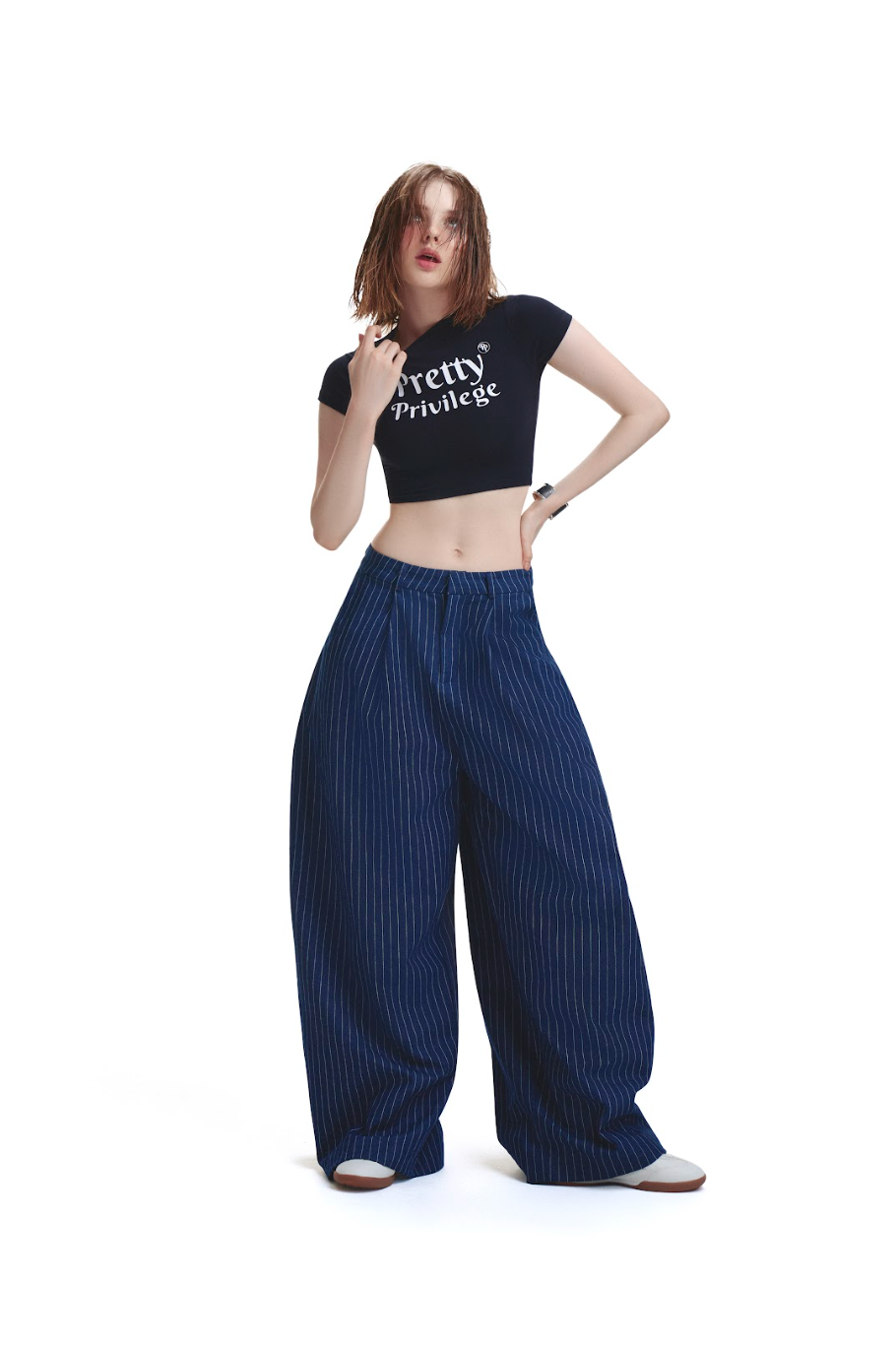 PP STRIPES PANTS - NAVY.