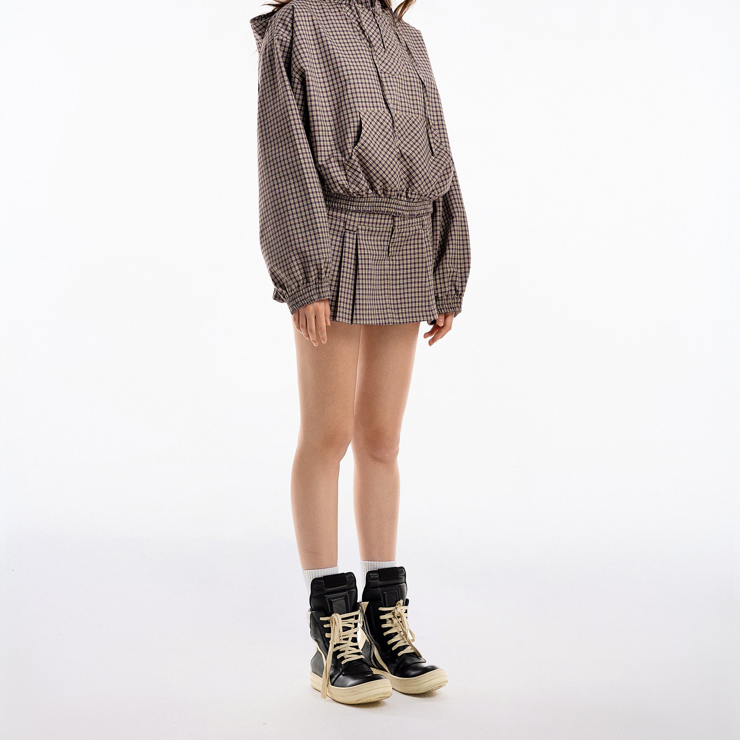 Gingham Half-Zip Hoodie - Push Push - Worldwide