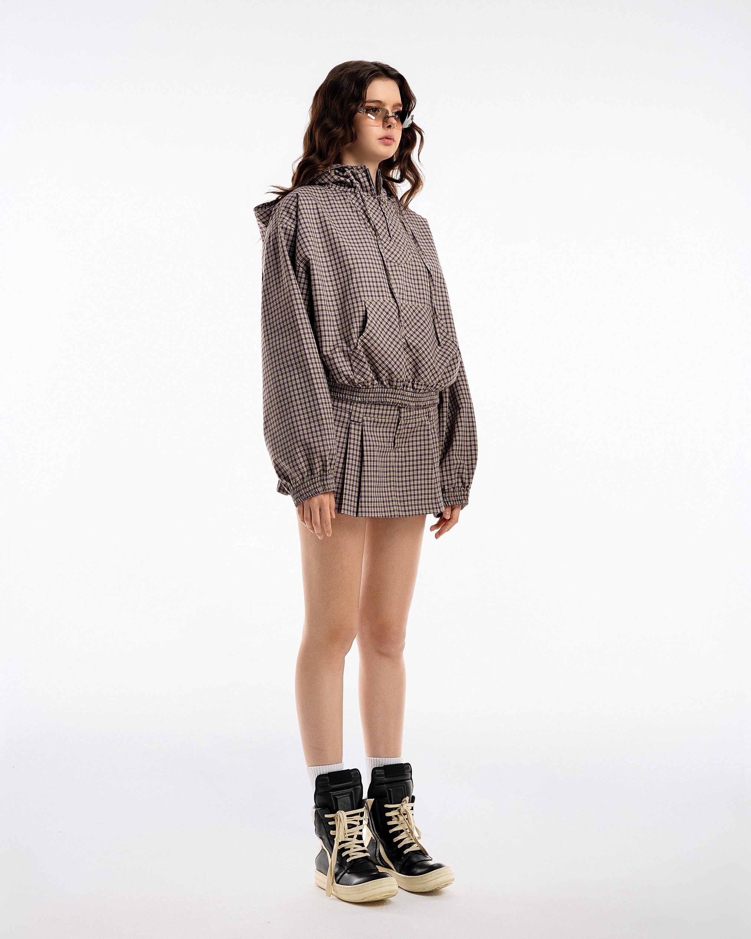 Gingham Half-Zip Hoodie - Push Push - Worldwide