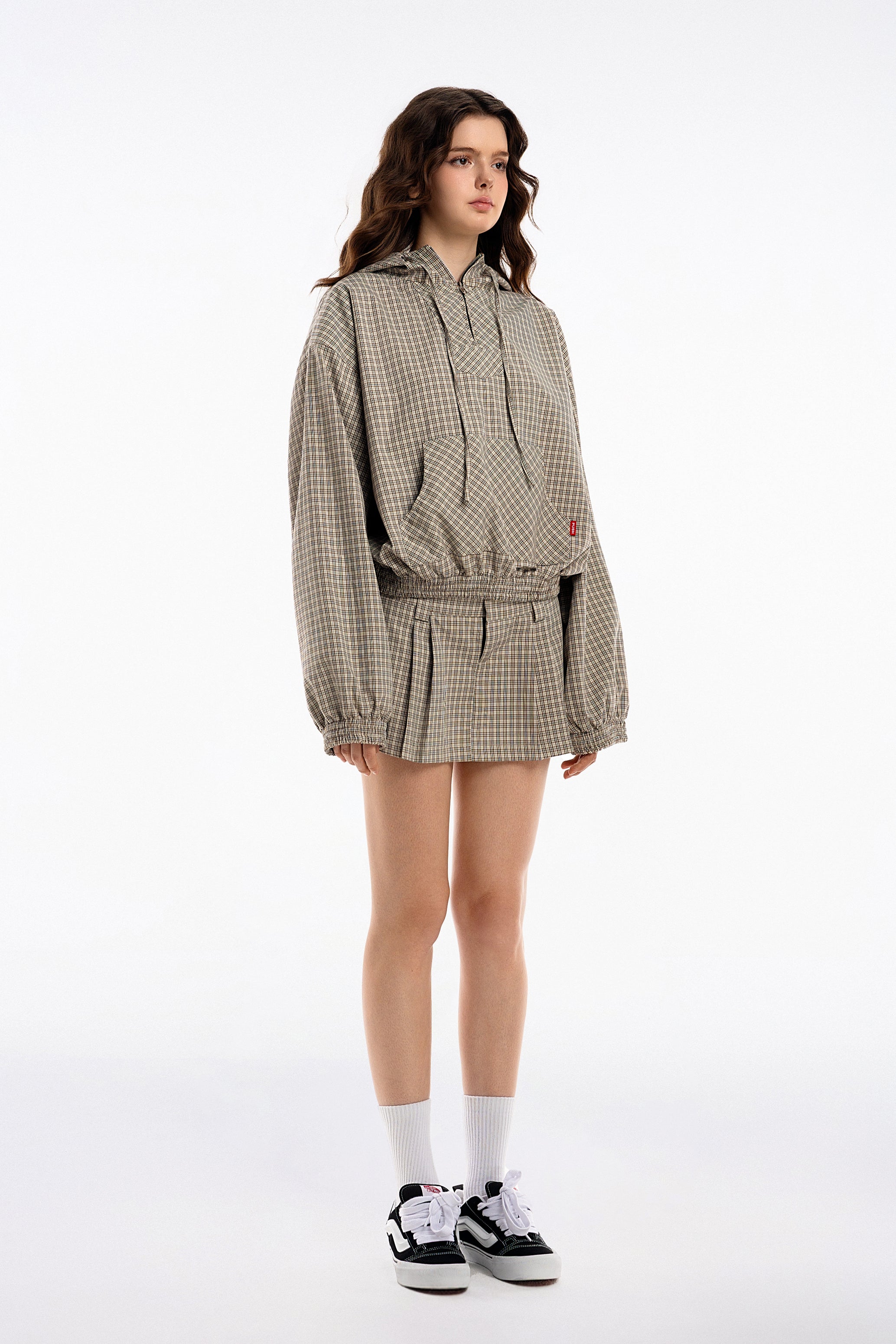 Gingham Half-Zip Hoodie - Push Push - Worldwide