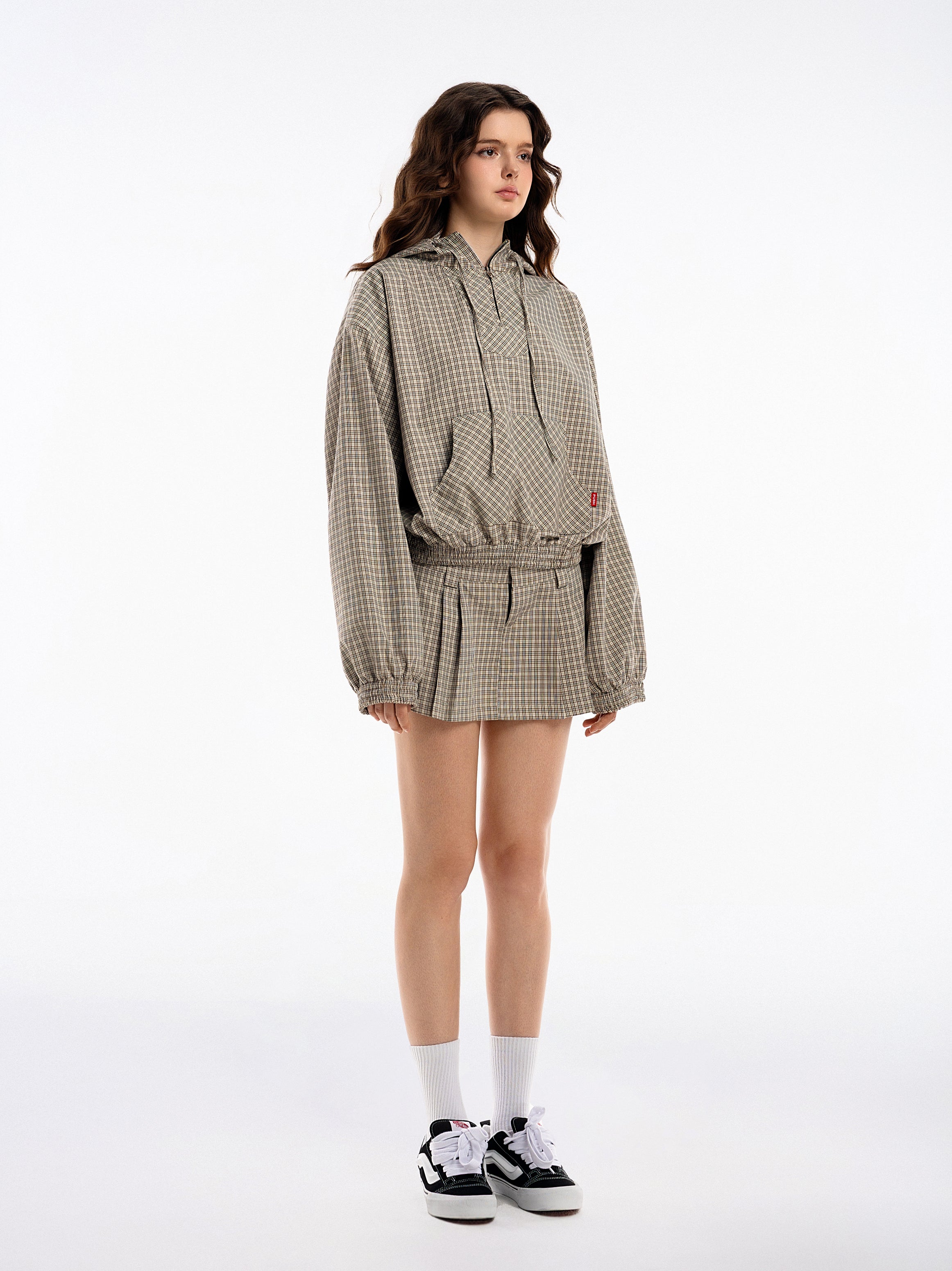 Gingham Half-Zip Hoodie - Push Push - Worldwide