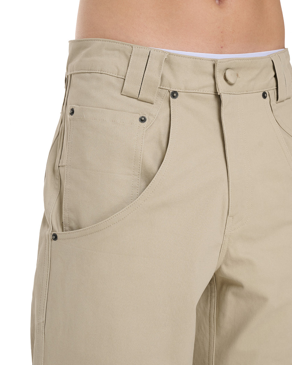 PP Buck Pants, Beige – front pocket detail