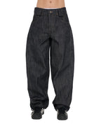PP Gritty Selvedge Denim, Black – front view on model, lower body