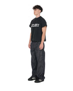 PP Gritty Selvedge Denim, Black – side view on model