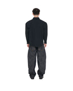 PP Gritty Selvedge Denim, Black – back view on model