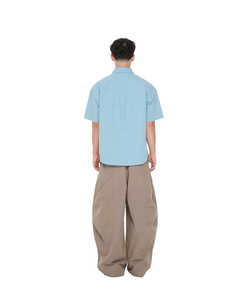 PP Strap Shirt, Blue – back view on model
