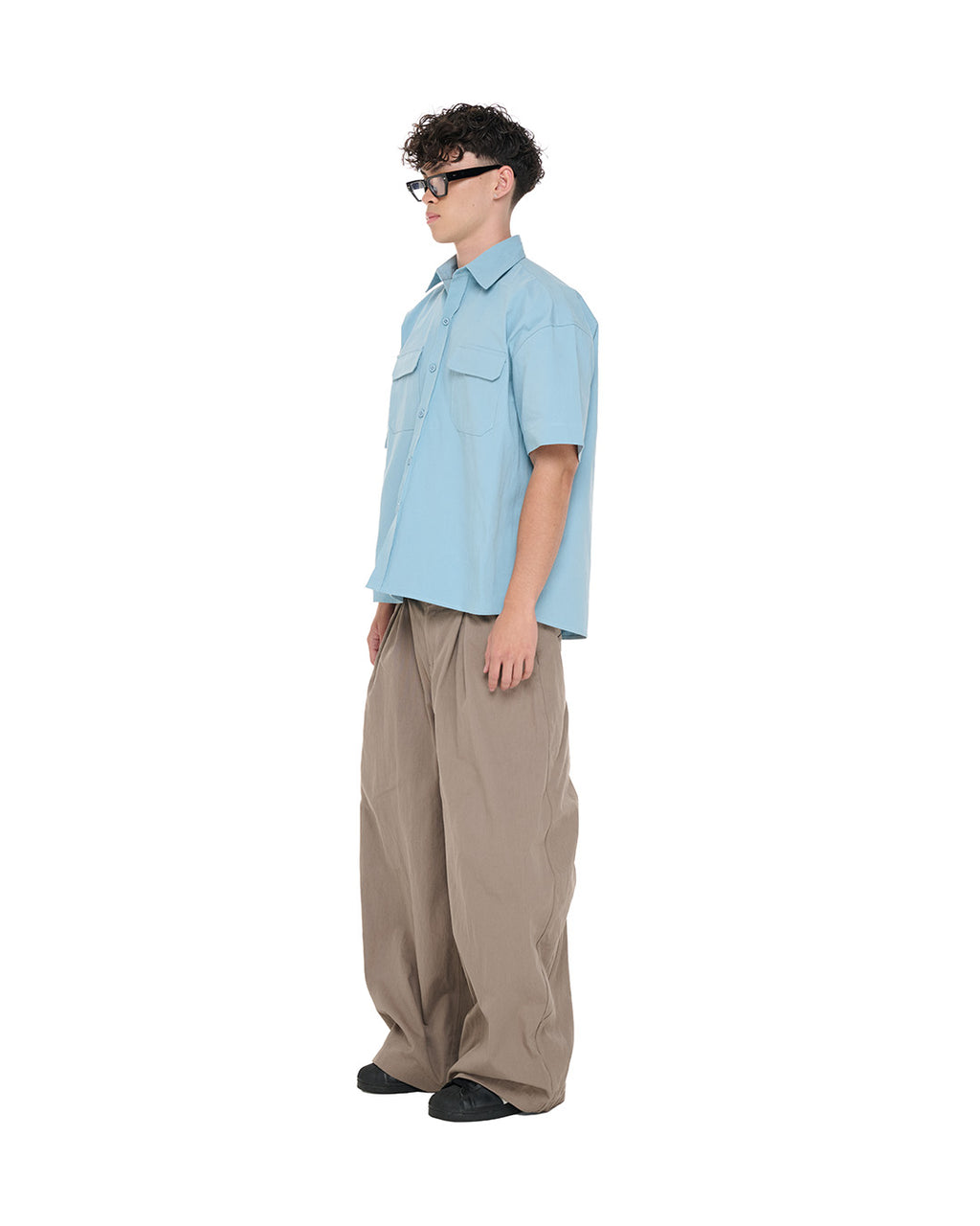 PP Strap Shirt, Blue – side view on model