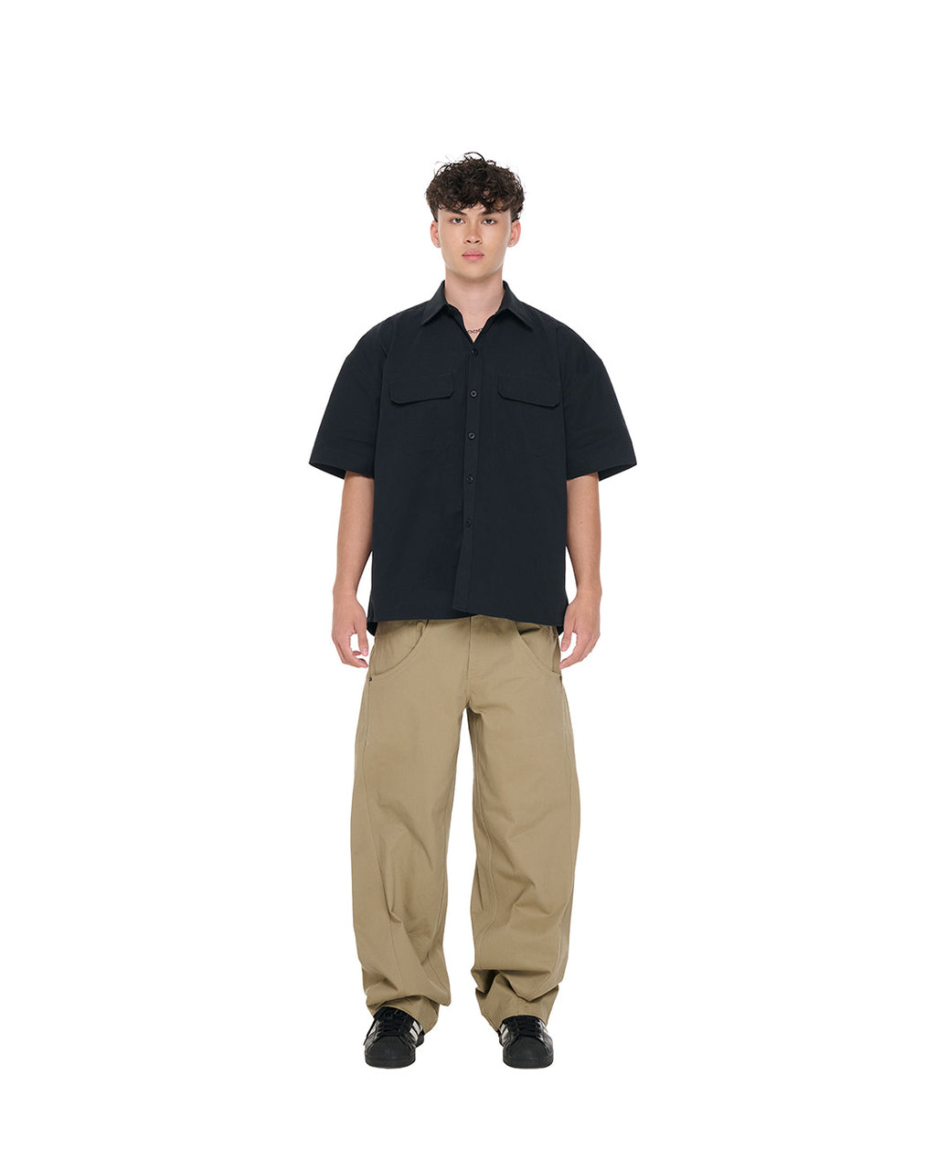 PP Strap Shirt, Black – front view on model