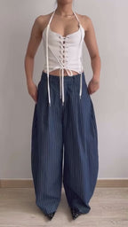 PP STRIPES PANTS - NAVY.