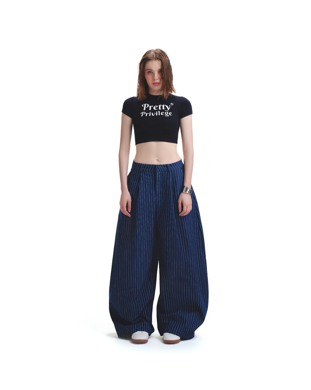 PUSH PUSH ストライプ ワイドパンツ M PP STRIPES PANTS