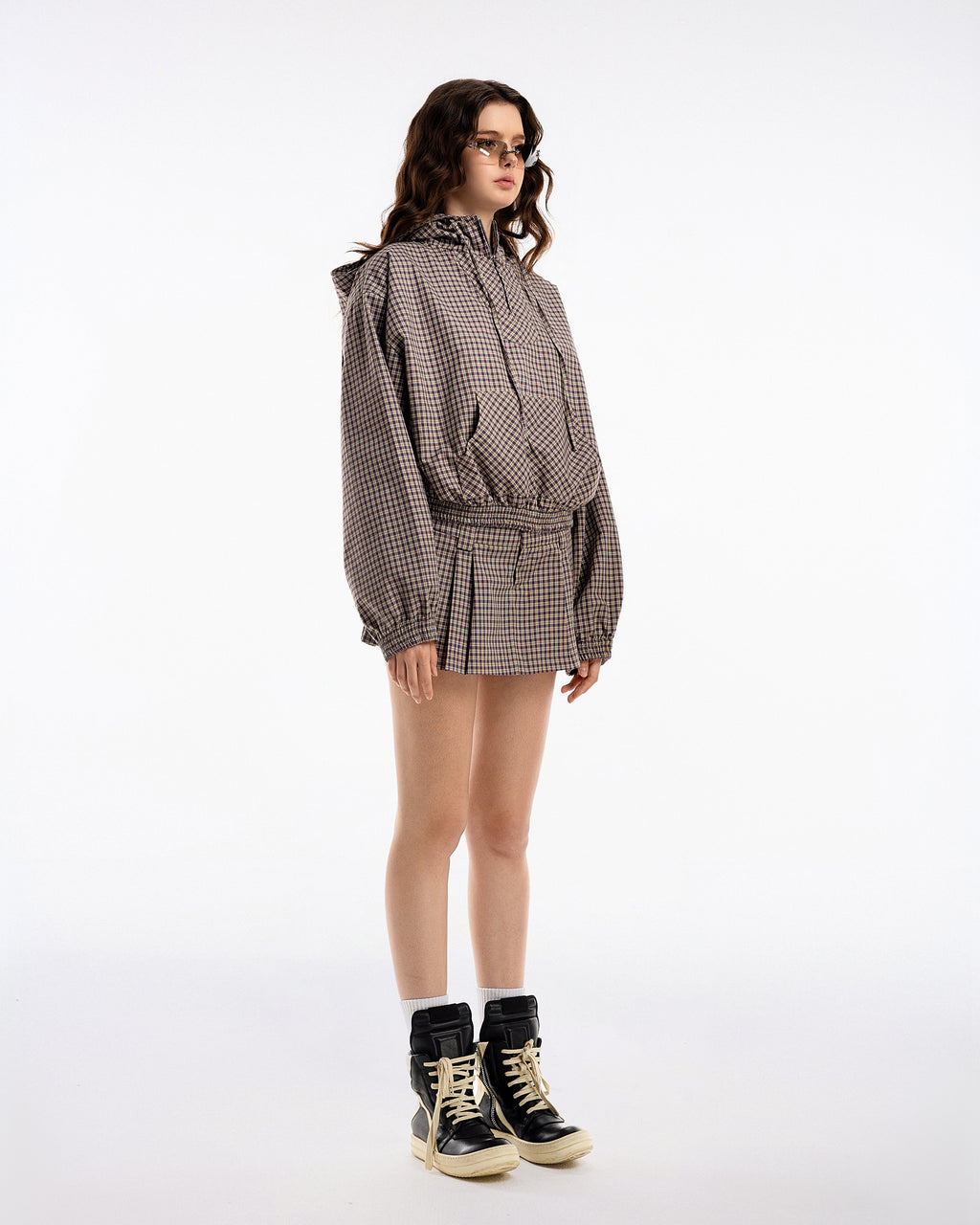 Gingham Half-Zip Hoodie - Push Push - Worldwide