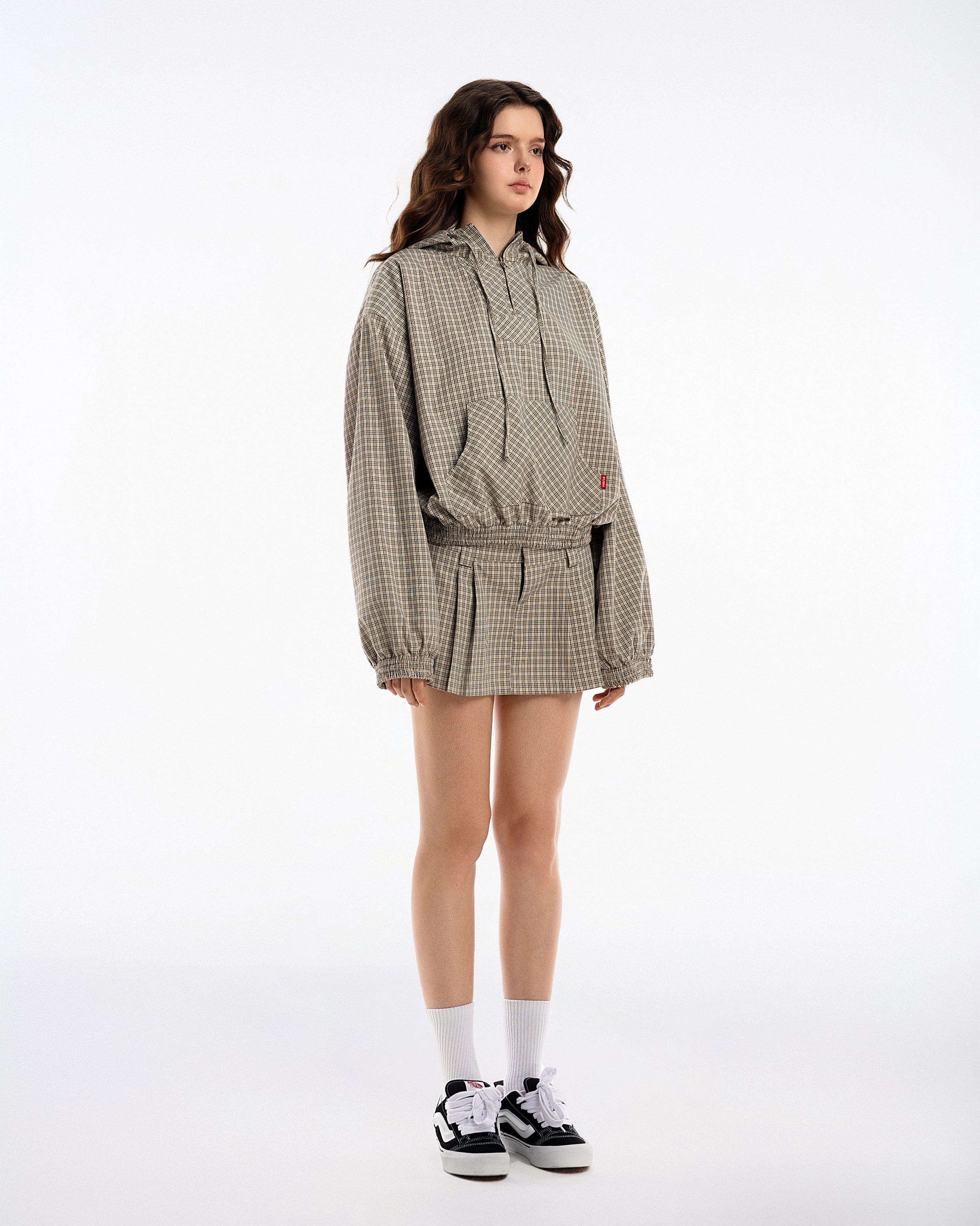 Gingham Half-Zip Hoodie - Push Push - Worldwide