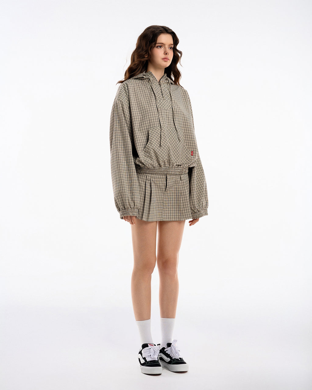 Gingham Half-Zip Hoodie - Push Push - Worldwide