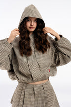 Gingham Half-Zip Hoodie - Push Push - Worldwide