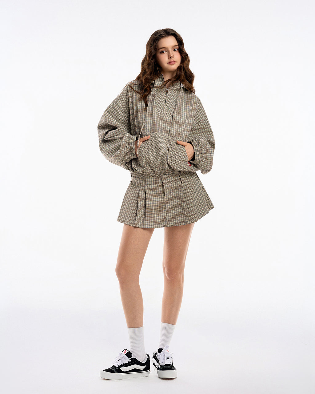 Gingham Half-Zip Hoodie - Push Push - Worldwide