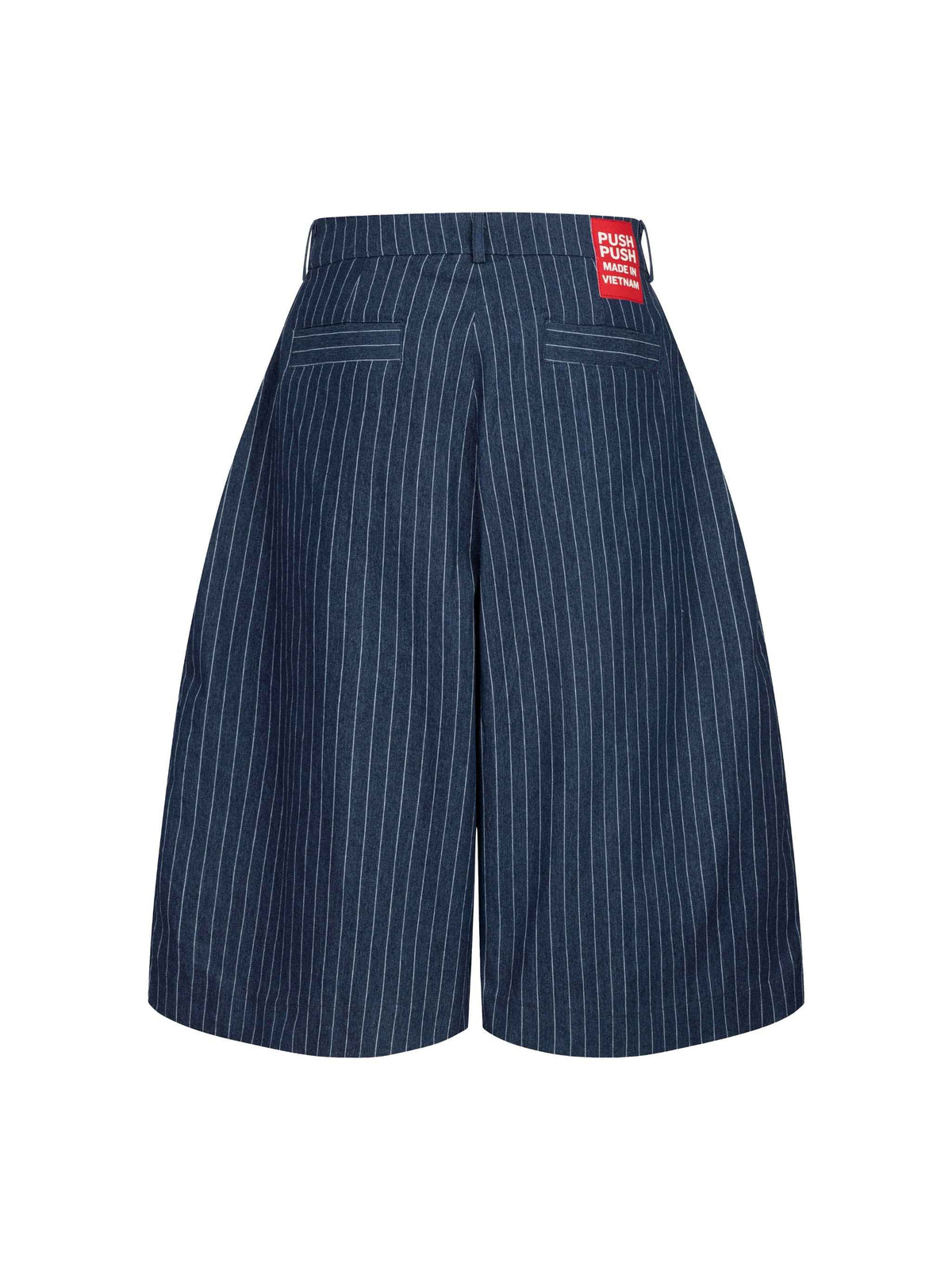 PP Pinstripe Jort, Navy – back flat lay